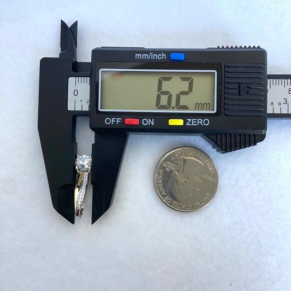 Sterling Silver 925 Round Cubic Zirconia Vermeil Two-tone Leverback Earrings - Picture 14 of 16